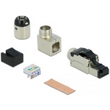 DeLOCK 86289 connecteur de fils 1 x RJ-45 Gris, Prise de courant 1 x RJ-45, Gris, Mâle, Courbe, Zinc, Cat6a