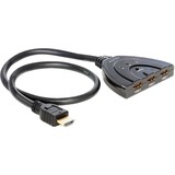 DeLOCK 87619 commutateur vidéo HDMI, Switch HDMI Noir, HDMI, Noir, 1024 x 768 (XGA),1600 x 1200 (UXGA),1920 x 1080 (HD 1080),640 x 480 (VGA),800 x 600 (SVGA), 0,6 m