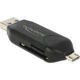 DeLOCK Adapt.Micro USB-USB + Card R., Lecteur de carte Noir