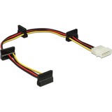 DeLOCK Câble d'alimentation Molex 4 broches > 4 x SATA 15 broches, Adaptateur Noir/Rouge, 0,4 mètre