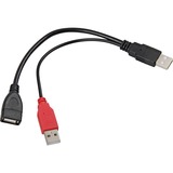 DeLOCK Cable-Y 2x USB-A 2.0 male > 1 x USB-A 2.0 female, Câble en Y Noir/Rouge, 0,2 mètres