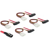 DeLOCK Cable mini SAS 36pin to 4x SAS 29pin câble SCSI Rouge 0,5 m, Adaptateur Rouge, Rouge, 0,5 m, Mini SAS 36pin/4 SAS 29pin + 5¼” Power