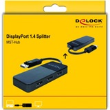 DeLOCK DisplayPort 1.4 in > 3x DisplayPort out, Répartiteurs de DisplayPort Noir, 0,12 mètres