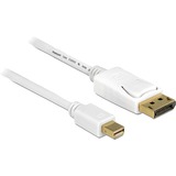 DeLOCK Mini DisplayPort > DisplayPort, Adaptateur Blanc, 2 mètres