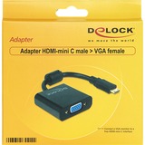DeLOCK Mini HDMI-C (male) > VGA (female), Adaptateur Noir, 0,24 mètres
