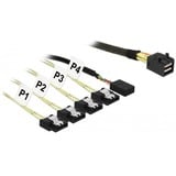 DeLOCK Mini SAS HD SFF-8643 > 4x SATA 7-Pin, Adaptateur Noir, 1 mètre + Bande latérale 1 m Métal