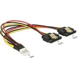 DeLOCK Power Floppy 4 broches mâle > 2 x SATA 15 broches femelle, Câble en Y Noir/Rouge, 0,2 mètre