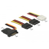 DeLOCK Prise SATA à 15 broches > 3 x prise SATA + 1 x Molex 4 broches femelle (PCB), Câble 20 cm