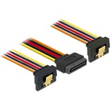 DeLOCK SATA 15-Pin > 2 x SATA 15-Pin power, Câble en Y Noir/Rouge, 0,15 mètres
