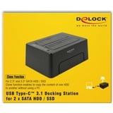 DeLOCK Station d'accueil USB Type-C 3.1 pour 2x SATA SSD avec fonction de clonage Noir