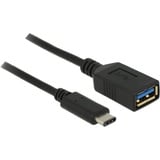 DeLOCK SuperSpeed USB-C 3.1, Gen 1 mâle > USB-A femelle, Adaptateur Noir, 0,15 mètre