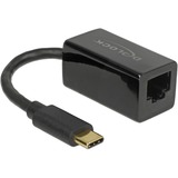 DeLOCK SuperSpeed USB-C (USB 3.1 Gen 1) mâle > Gigabit LAN 10/100/1000 Mbps compact, Adaptateur Noir, 0,135 mètre