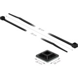 DeLOCK Support de serre-câbles 28 x 28 mm avec serre-câbles L 300 x L 3,4 mm Noir, 10 pièces