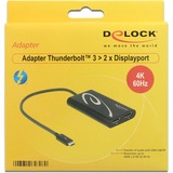DeLOCK Thunderbolt 3 > 2x DisplayPort, Adaptateur Noir, 0,27 mètres