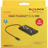 DeLOCK Thunderbolt 3 (male) > 2x HDMI (female), Adaptateur Noir, 0,27 mètres, 4K 30Hz