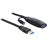DeLOCK USB3.0-A - USB3.0-A, 10m câble USB USB 3.2 Gen 1 (3.1 Gen 1) USB A Noir, Câble d'extension Noir, 10m, 10 m, USB A, USB A, USB 3.2 Gen 1 (3.1 Gen 1), Mâle/Femelle, Noir