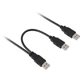 DeLOCK USB-A 2.0 male > 2 x USB-A 2.0 male, Câble Noir, 0,7 mètres