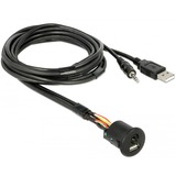 DeLOCK USB-A + 3,5 mm 4-Pins > USB-A + 3,5 mm 4-Pins , Câble d'extension Noir, 1,5 mètres