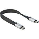 DeLOCK USB-C 3.2 Gen 2 > USB-C, PD 3 A E-Marker, Câble Noir/Argent, 0,22 mètres