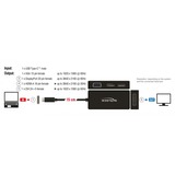 DeLOCK USB-C > VGA / HDMI / DVI / DisplayPort, Adaptateur Noir, 0,15 mètres