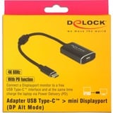 DeLOCK USB-C (mâle) > Mini DisplayPort (femelle) avec fonction PD, Adaptateur Gris foncé, 0,2 mètre