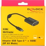 DeLOCK USB-C (male) > HDMI (female), Adaptateur Gris foncé, 0,2 mètres, 4K 60Hz