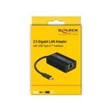 DeLOCK USB-C male >  2.5 Gigabit LAN, Adaptateur Noir, 0,135 mètres