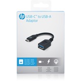 HP USB-C > USB A (2UX19AA), Adaptateur Noir, 0,1 mètres