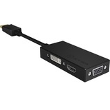 ICY BOX IB-AC1031 DisplayPort DVI-D + VGA (D-Sub) + HDMI Noir, Adaptateur Noir, DisplayPort, DVI-D + VGA (D-Sub) + HDMI, Mâle, Femelle, Droit, 3840 x 2160 pixels