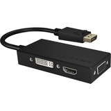 ICY BOX IB-AC1031 DisplayPort DVI-D + VGA (D-Sub) + HDMI Noir, Adaptateur Noir, DisplayPort, DVI-D + VGA (D-Sub) + HDMI, Mâle, Femelle, Droit, 3840 x 2160 pixels