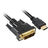 Sharkoon Câble HDMI > DVI-D 2m, Adaptateur Noir, Single-Link, Lite retail