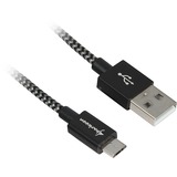 Sharkoon Câble USB 2.0, USB-A > micro-USB B Noir/gris, 2 mètres