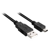 Sharkoon Câble USB 2.0, USB-A mâle > Mini USB mâle Noir, 1,0 Mètre, double blindage