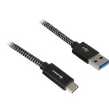 Sharkoon Câble USB 3.2, USB-A > USB-C Noir/gris, 0,5 mètre