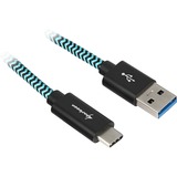Sharkoon Câble USB 3.2, USB-A > USB-C Noir/Bleu clair, 0,5 mètre