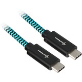 Sharkoon Câble USB 3.2, USB-C > USB-C Noir/Bleu clair, 0,5 mètre