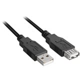 Sharkoon Câble d'extension USB 2.0, USB-A mâle > USB-A femelle Noir, 2,0 Mètre, double blindage