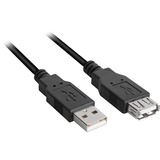 Sharkoon USB 2.0, Câble d'extension Noir, 2 mètres, double blindage
