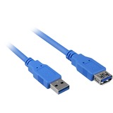 Sharkoon USB 3.0, Câble d'extension Bleu, 1 mètre