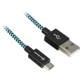 Sharkoon USB-A 2.0 > micro-USB B, Câble Noir/Bleu clair, 2 mètres