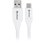 Sharkoon USB-A 3.2 > USB-C, Câble Blanc, 1 mètre