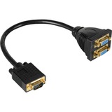 goobay 1 x SVGA / 2 x SVGA câble VGA VGA (D-Sub) 2 x VGA (D-Sub) Noir, Câble en Y Noir, VGA (D-Sub), 2 x VGA (D-Sub), Mâle, Femelle, Noir