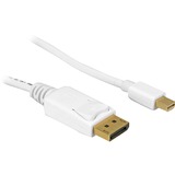 goobay 1m DisplayPort Cable Mini DisplayPort Blanc, Adaptateur Blanc, 1 m, DisplayPort, Mini DisplayPort, Mâle, Mâle, Or