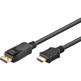 goobay 2m DP/HDMI DisplayPort Noir, Adaptateur Noir, 2 m, DisplayPort, HDMI, Or, Noir, Mâle/Mâle