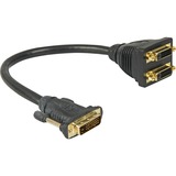 goobay Câble DVI-D mâle vers 2x DVI-D femelle, 20 cm, Câble en Y Noir