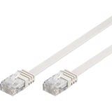 goobay Câble de raccordement RJ-45 U/UTP avec Cat.5e Blanc, 1,5 mètre, câble plat