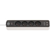 Brennenstuhl Ecolor multi-prise avec USB, Multiprise Noir, 4x prises, 1,5 m, 2 connexions USB