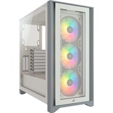 Corsair iCUE 4000X RGB Tempered Glass, Moyen tour Blanc, USB-A 3.2 (5 Gbit/s) | USB-C 3.2 (5 Gbit/s) | Audio | Window-kit