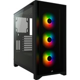 Corsair iCUE 4000X RGB Tempered Glass , Moyenne tour Noir, USB-A 3.2 (5 Gbit/s), USB-C 3.2 (5 Gbit/s), Audio, Window-kit