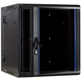 DSI Armoire murale 12U (inclinable) avec porte vitrée - DS6612-DOUBLE, Armoire informatique Noir, 600 x 600 x 635 mm